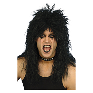 80-luvun Hard Rock Peruukki Musta
