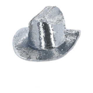 Paljetti Cowboy Hattu Hopea
