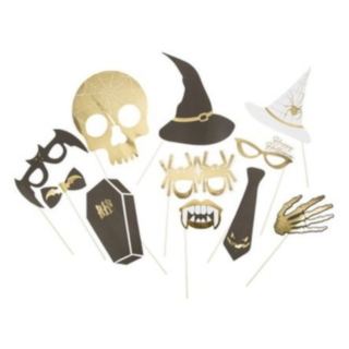 Halloween Photobooth -Rekvisiitat Musta/Kulta