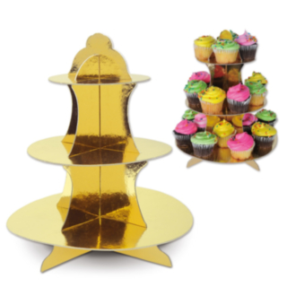 Kultainen cupcake-teline