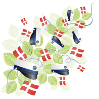 Ylioppilas luksus-servetit Tanskan lipuilla, sininen