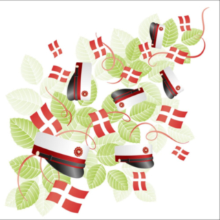 Ylioppilas luksus-servetit Tanskan lipuilla, punainen