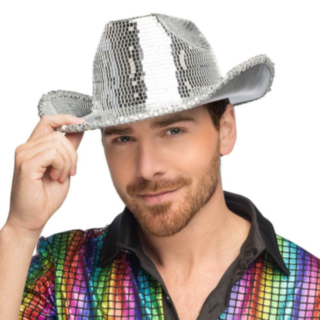 Hopeinen discocowboyhattu