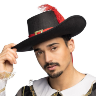 Muskettisoturin Hattu Musta/Punainen