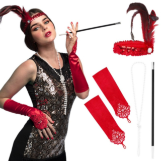 1920-luvun Flapper Setti Punainen