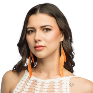Oranssit boho-sulkakorvakorut