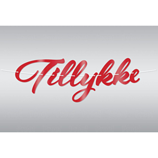Punainen 'Tillykke' Kirjainnauha