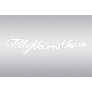 Valkoinen Tillykke Med Huen Kirjainnauha