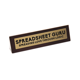 Pöytäkyltti Spreadsheet Guru