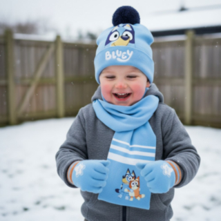 Bluey® Pipo, Hanskat & Kaulaliina Vaaleanpunainen