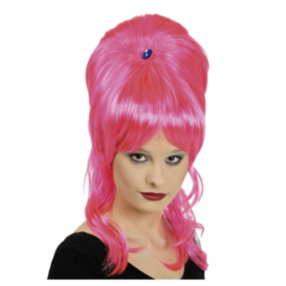 Retro Isotukka Peruukki Pinkki