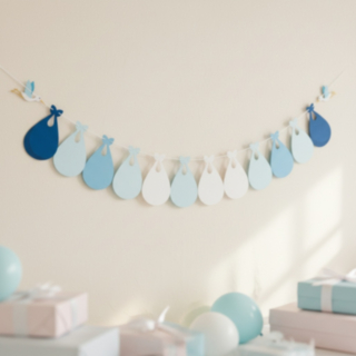 Haikara Babyshower Viirinauha Vaaleansinien