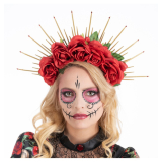 Day Of The Dead Kukkakruunu Hiuspanta punainen