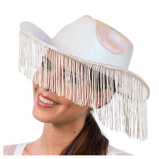 Kimaltava Cowboyhattu Hapsuilla Valkoinen