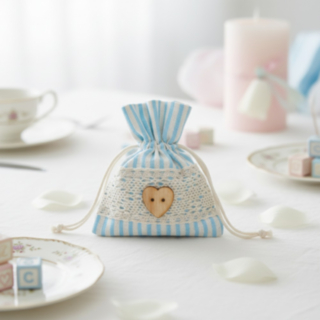 Vaaleansininen Pitsinen Babyshower Kangaspussi