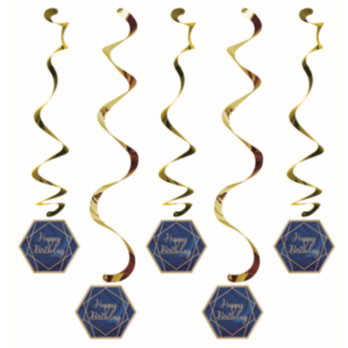 Happy Birthday Kierrekoristeet Navy Gold Geode