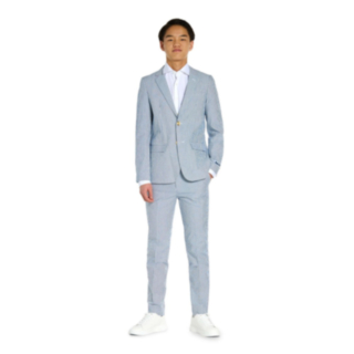 OppoSuits Daily® Light Blue Seersucker Nuorten Puku