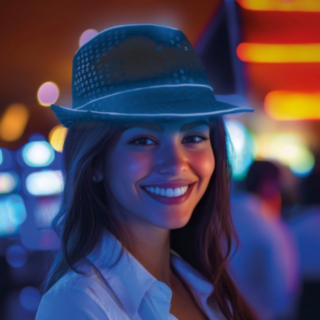 Paljetti LED Fedora Sininen