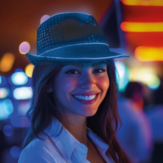 Paljetti LED Fedora Sininen