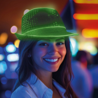 Paljetti LED Fedora Vihreä