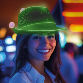 Paljetti LED Fedora Vihreä