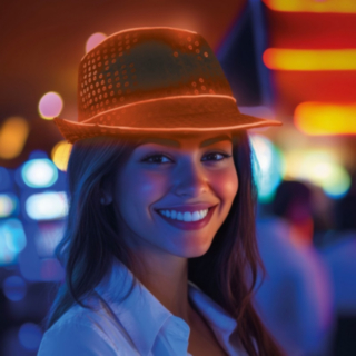 Paljetti LED Fedora Oranssi