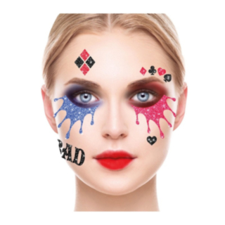 Harley Quinn Kasvokoristeet Sininen/Vaaleanpunainen