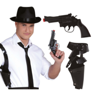Gangsteri Leikki pyssy Olkakotelolla