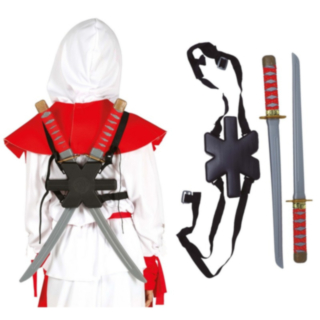 Samurai Kaksoismiekka Selkäsetti