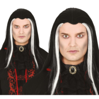 Valkoraitainen Vampyyriperuukki Musta