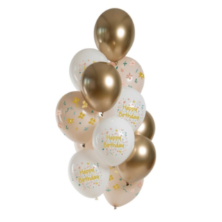 Blossom Birthday Lateksipallot Pastelli/Kulta