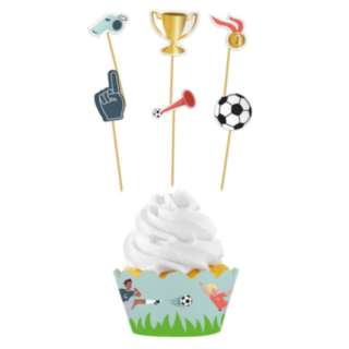 Jalkapallo Cupcake-kääröt ja Kakkutikut