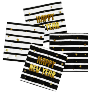 Happy New Year Lautasliinat Musta/Valkoinen/Kulta