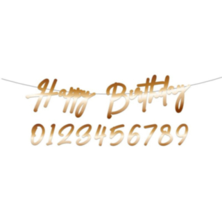 Personoitava Happy Birthday Kirjainauha Kulta
