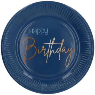 Happy Birthay Pahvilautaset Tummansininen