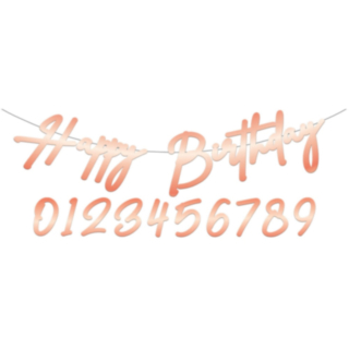 Personoitava Happy Birthday Kirjainnauha Ruusukulta
