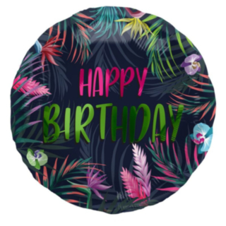 Happy Birthday Trooppinen Foliopallo Neon