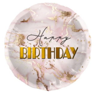 Happy Birthday Foliopallo Vaaleanpunainen/Kulta