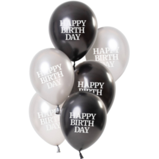 Ilmapallokimppu Happy Birthday Glossy Matt Black