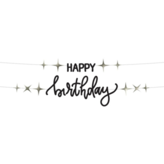 Happy Birthday Kirjainkoristenauha Musta