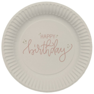 Happy Birthay Pahvilautaset Crème Rosé