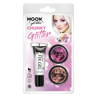Chunky Glittermeikkisetti pinkki ja ruusukulta