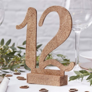 Puiset Pöytänumerot Glitter Ruusukulta