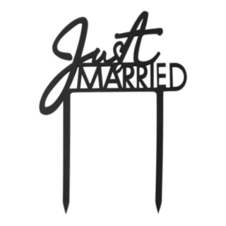 Just Married Akryylinen Kakkukoriste Musta