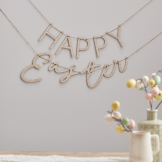Puinen Happy Easter -kirjainnauha