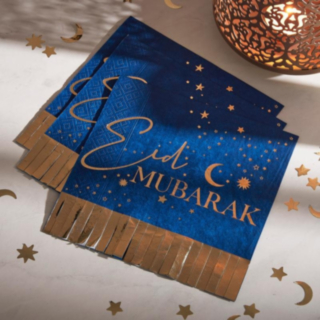 Eid Mubarak -servetit tummansininen/kulta