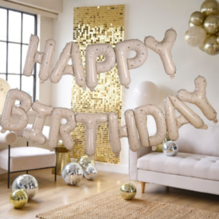 Happy Birthday Ilmapallonauha Kulta/Neutraali