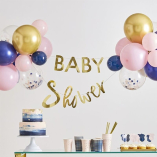 Babyshower Kirjainnauha Ilmapalloilla