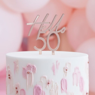 Hello 50 Akryylinen Kakkukoriste Ruusukulta
