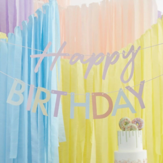 Happy Birthday Kirjainnauha Pastellisävyt